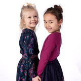 Danamade DNORA Girls Long-Sleeves Star Unicorn Dress – Berry and Navy Blue